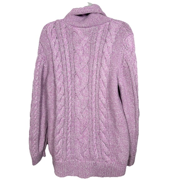 LL BEAN Signature Fisherman Cable Knit Sweater Xl Cowl Neck Tunic Coastal Cotton - Picture 7 of 14